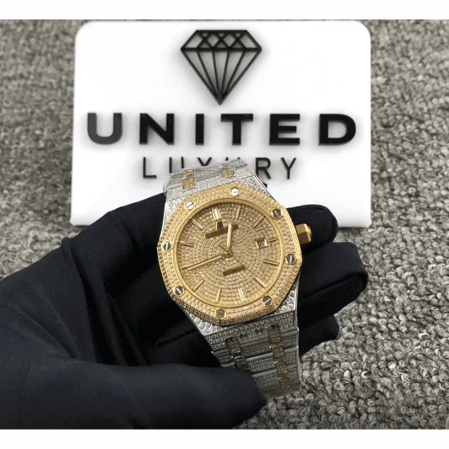 AP Royal Oak 15400SR.OO.1220SR.01 Iced Out Yellow Gold Super Clone
