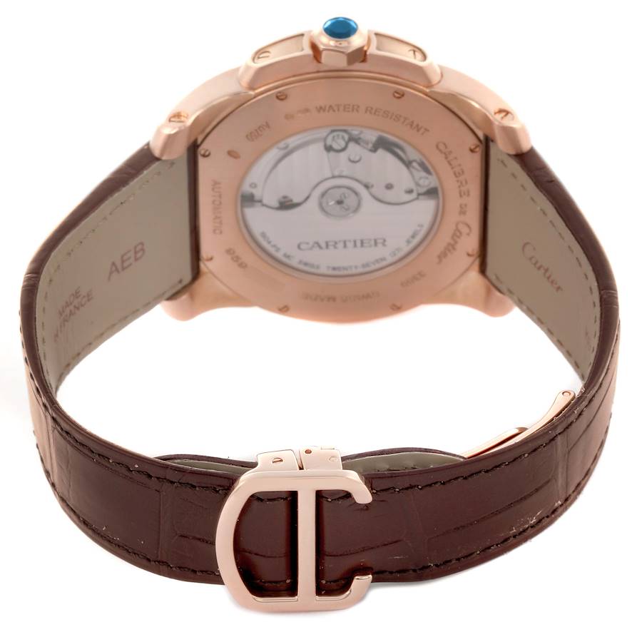 Cartier Calibre Rose Gold Brown Dial Automatic Mens Watch W7100007