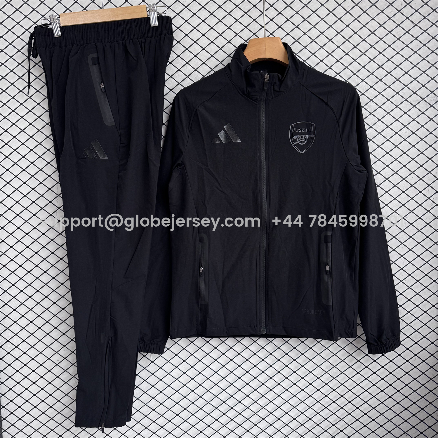 Arsenal 25-26 Windbreaker Training Set - Pure Black Top and Pants
