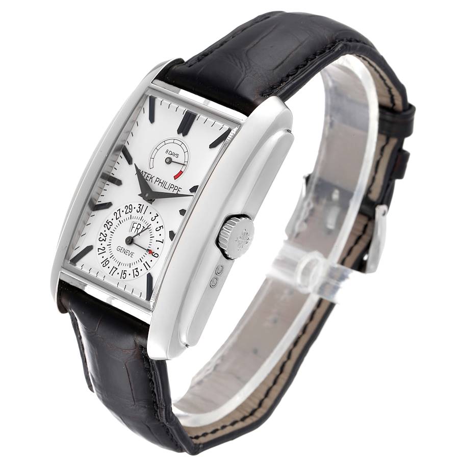 Patek Philippe Gondolo Day Date White Gold Silver Dial Watch 5200 5200G