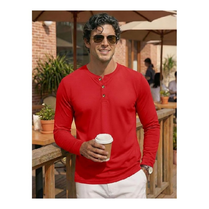 Men's Long Sleeve Henley Shirts