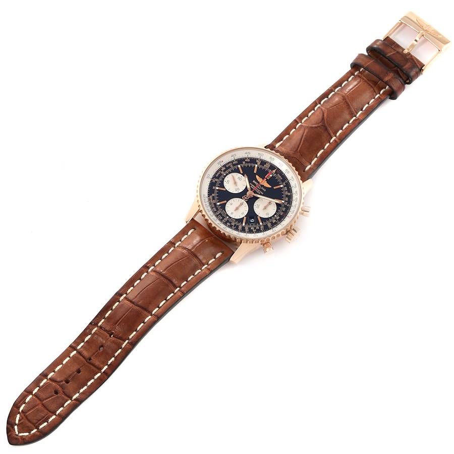 Breitling Navitimer 01 Rose Gold Black Dial Mens Watch RB0120