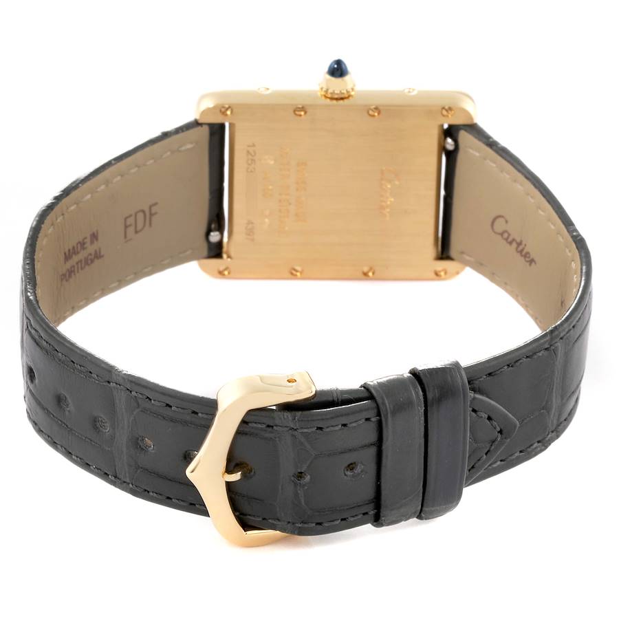 Cartier Tank Louis Yellow Gold Silver Dial Mens Watch WGTA0067 Card