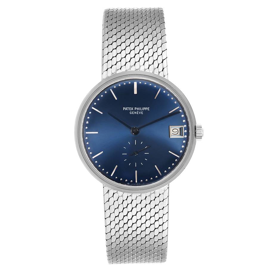 Patek Philippe Calatrava Blue Dial White Gold Vintage Automatic Watch 3514