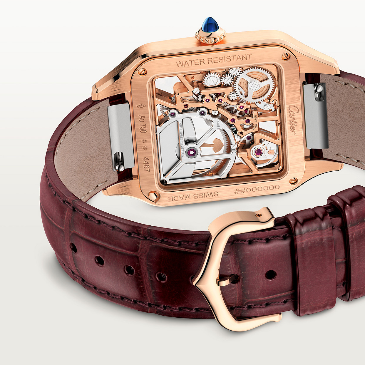 Santos-Dumont skeleton watch equipped with a micro-rotor