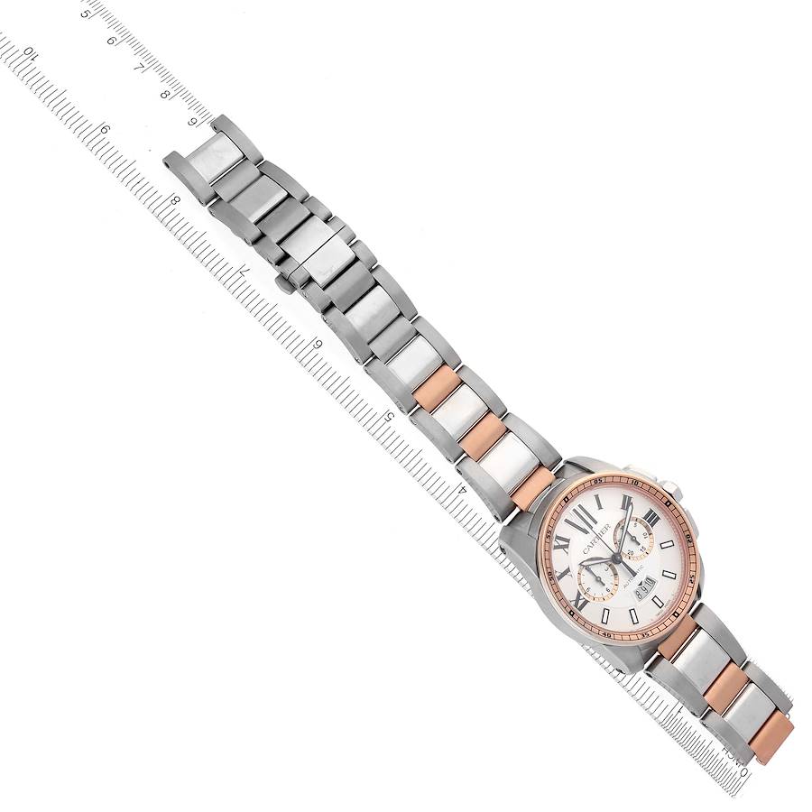Cartier Calibre Chronograph Steel Rose Gold Mens Watch W7100042