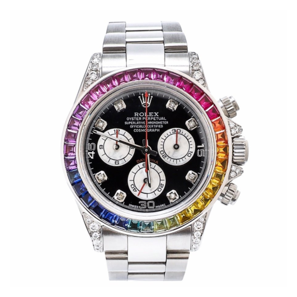 ​Rollie-The Crown Daytona Rainbow Diamond Silver Stainless Steel 40mm