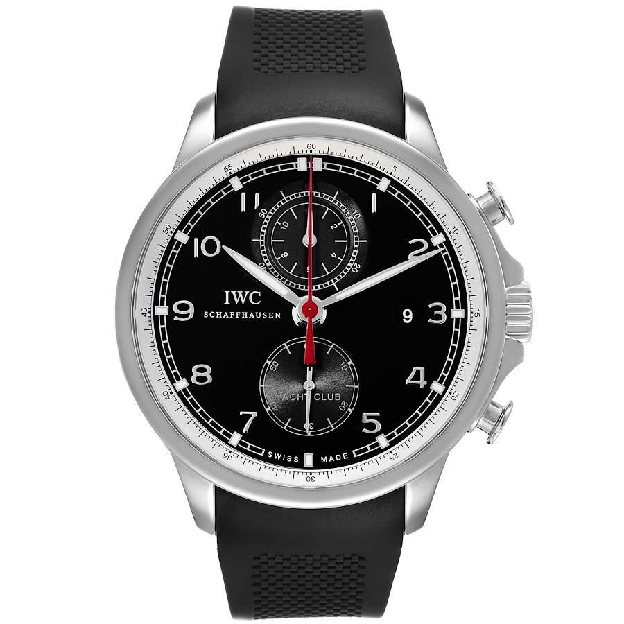 IWC Portuguese Yacht Club Chronograph Black Dial Steel Mens Watch IW390210