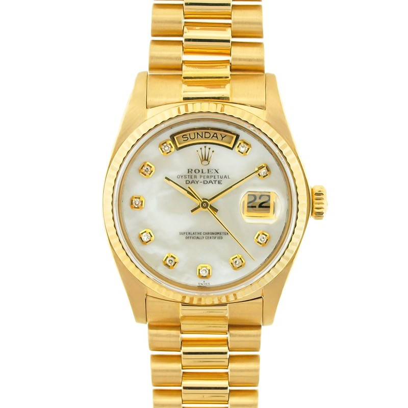 Rolex President Watches His & Hers 18K Mother Of Pearl Custom Set Diamonds(HH11)