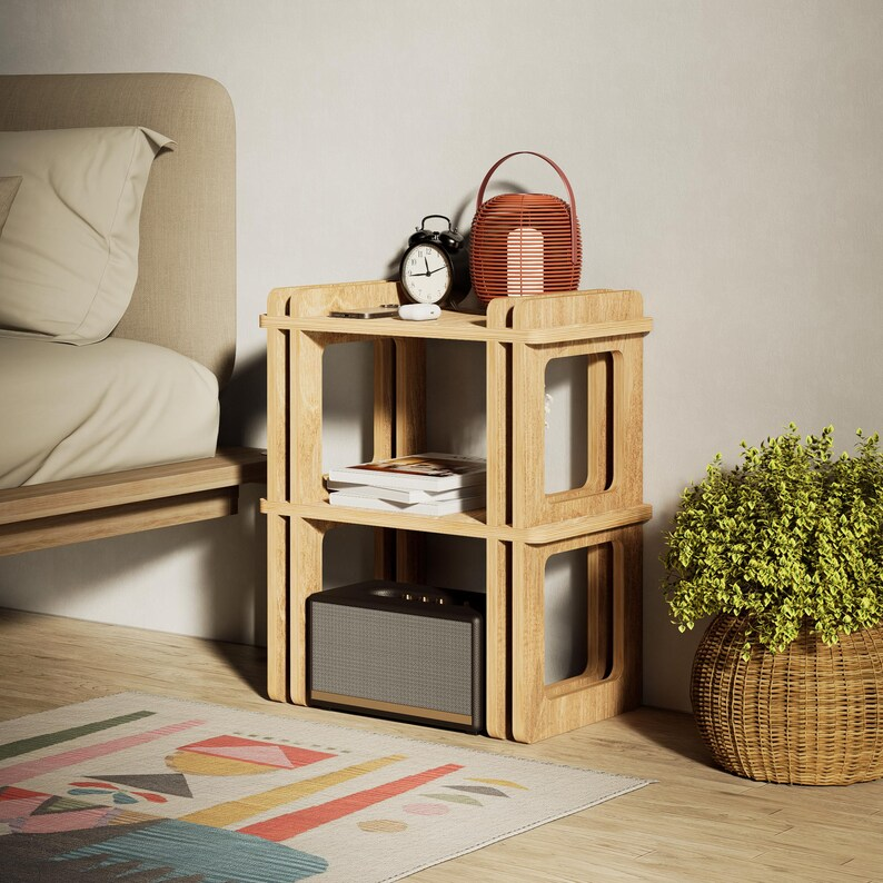 Birch Plywood Nightstand with Shelves