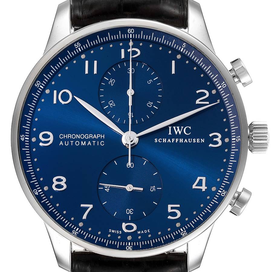 IWC Portuguese Chronograph Blue Dial Steel Mens Watch IW371491