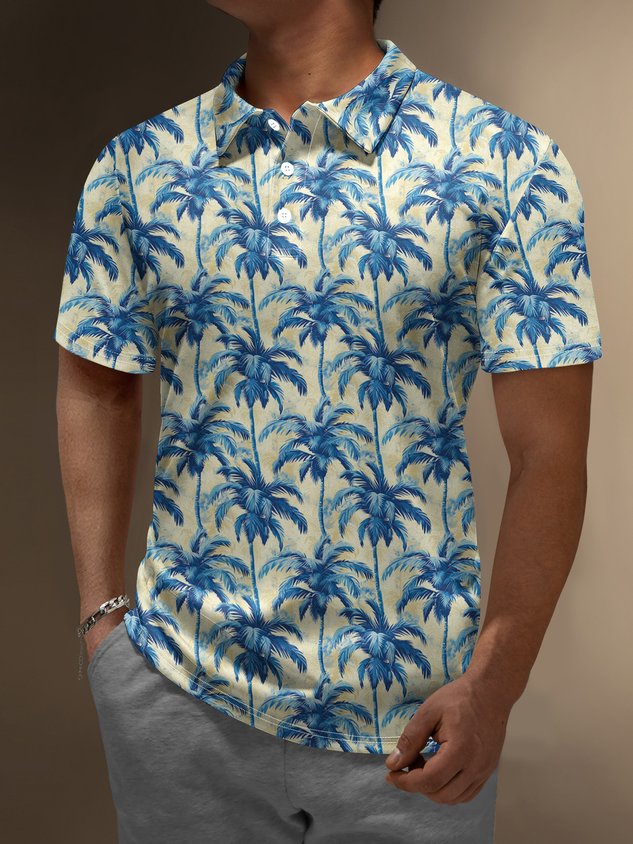 Moisture Wicking Coconut Tree Short Sleeve Golf Polo