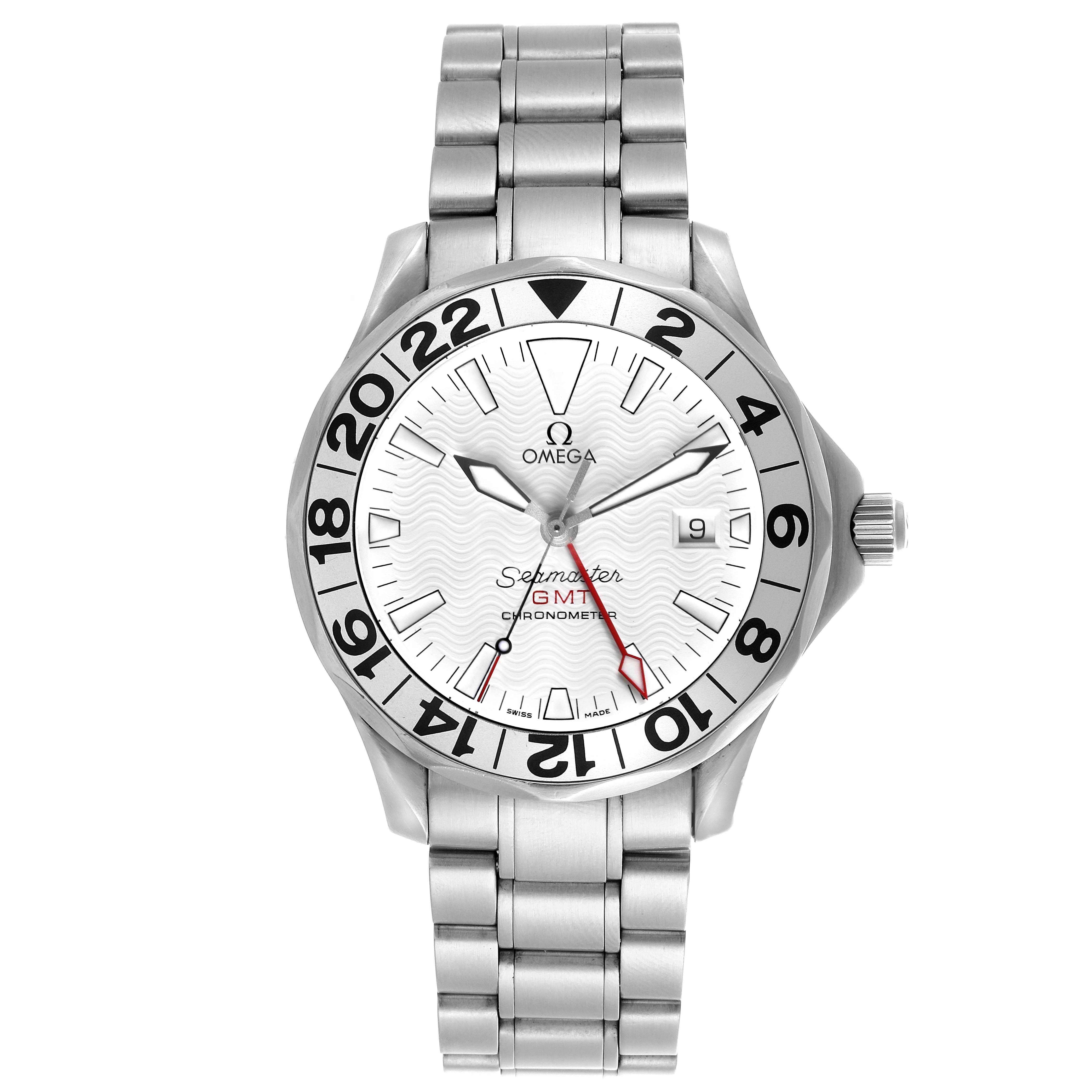 Omega Seamaster Diver 300M GMT Great White Dial Mens Watch 41.0 MM 2538.20.00