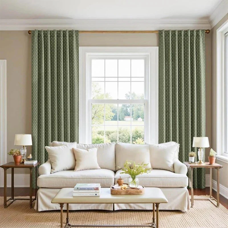 Custom Textured Geometric Linen Curtains (2 Panels)