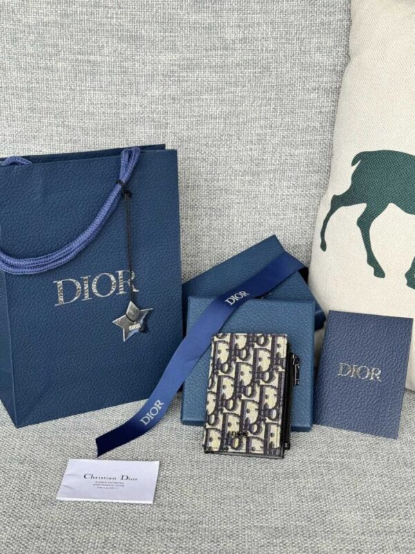 Replica Dior Zipper Card Holder White