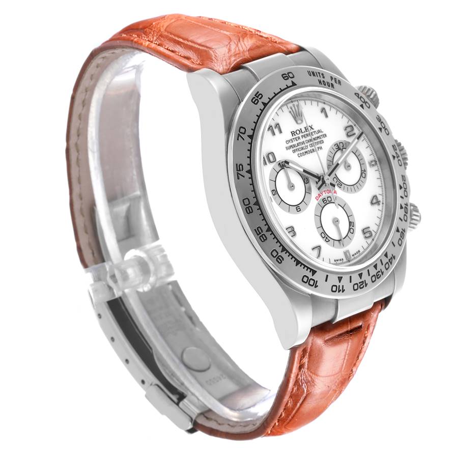 Rolex Daytona White Gold Brown Strap Chronograph Mens Watch 116519