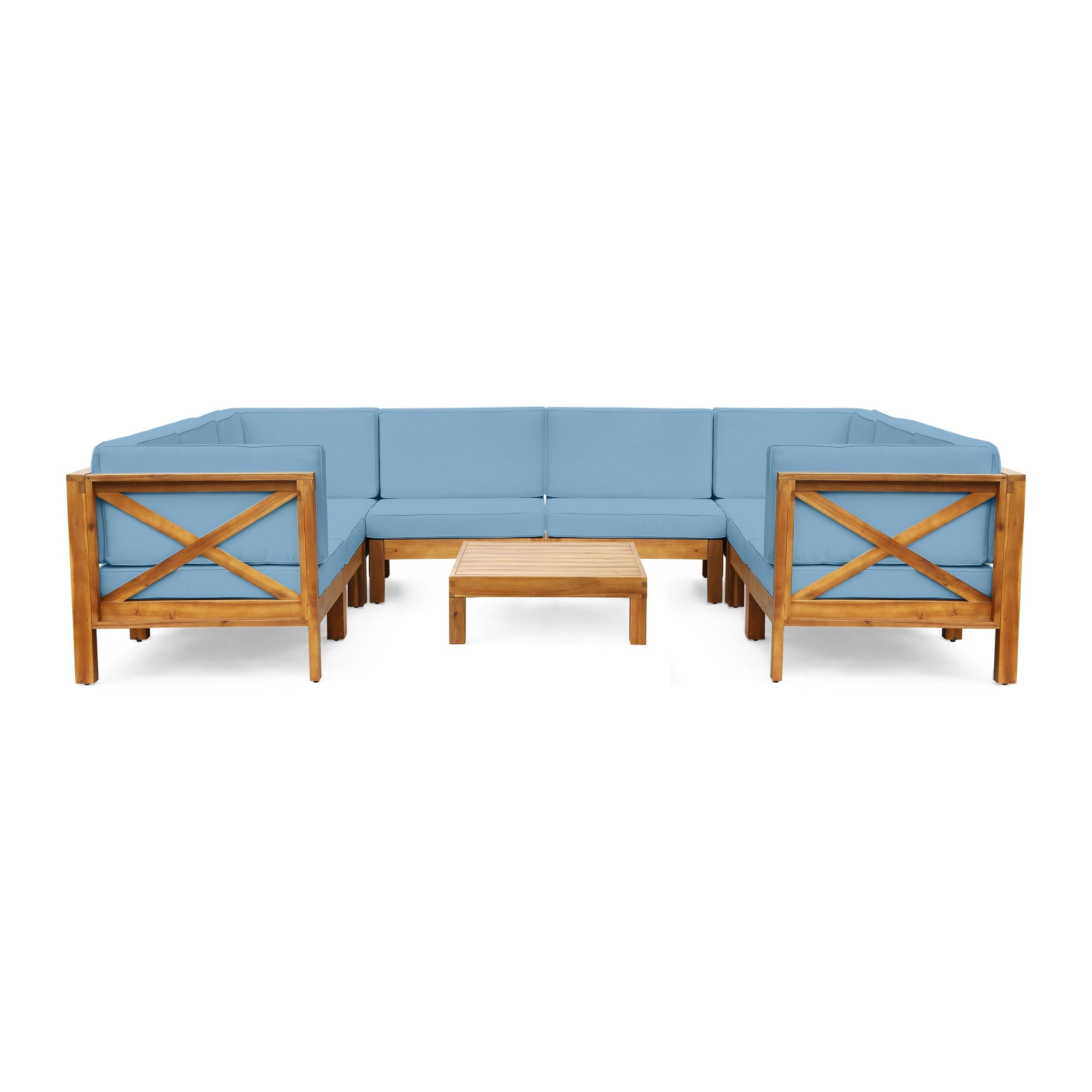 Brava Acacia Wood Outdoor Sectional Sofa by Christopher Knight Home