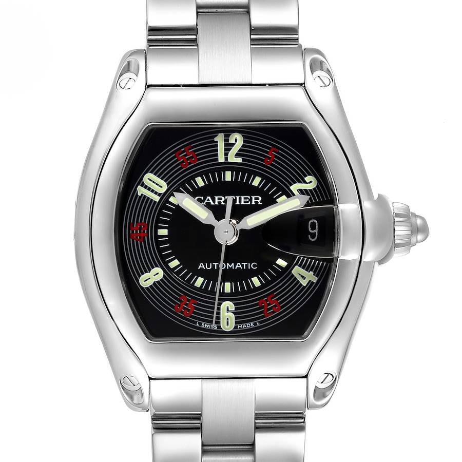 Cartier Roadster Vegas Roulette Red Green Steel Mens Watch W62002V3