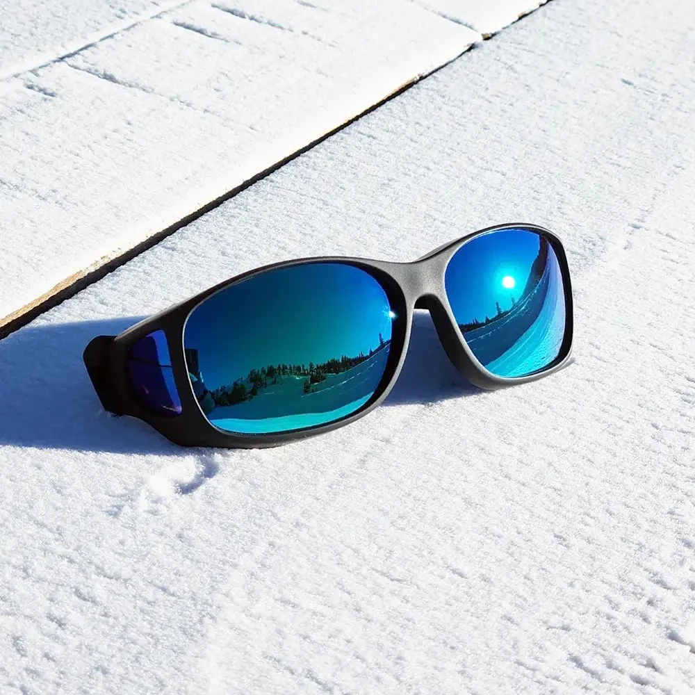 Black Style Line Frame with Polarized Green Mirrored Lens