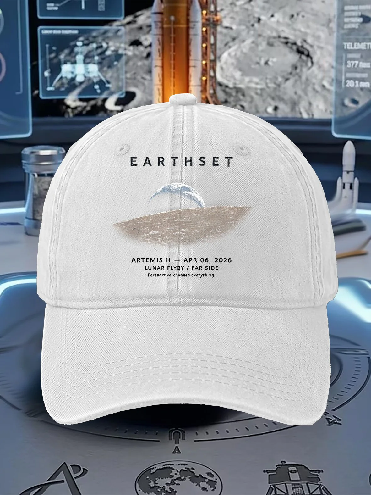 Unisex  Artemis II  Print  Washed Cotton Cap