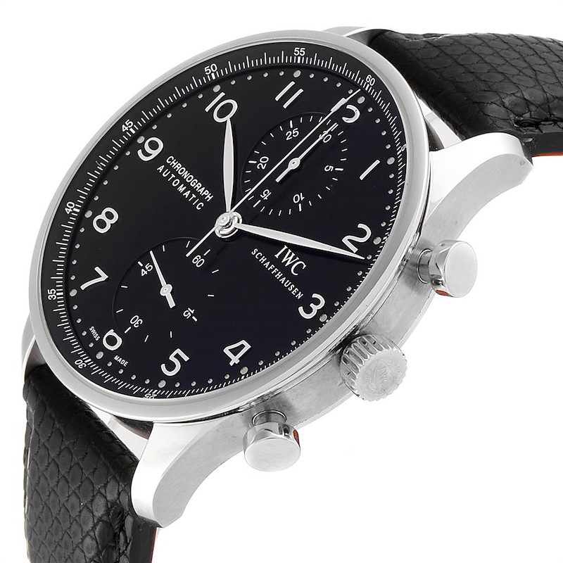 IWC Portuguese Chrono Black Dial Automatic Steel Mens Watch IW371438