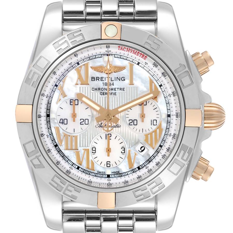 Breitling Chronomat MOP Dial Steel Rose Gold Mens Watch IB0110