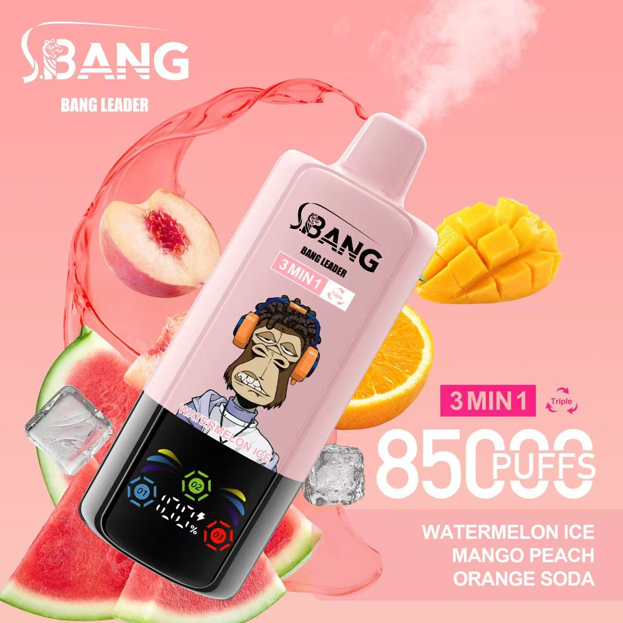 Bang Leader 85K Puffs 3-in-1 Prefilled Vape Device - 3 Flavours, Rechargeable, 850mAh
