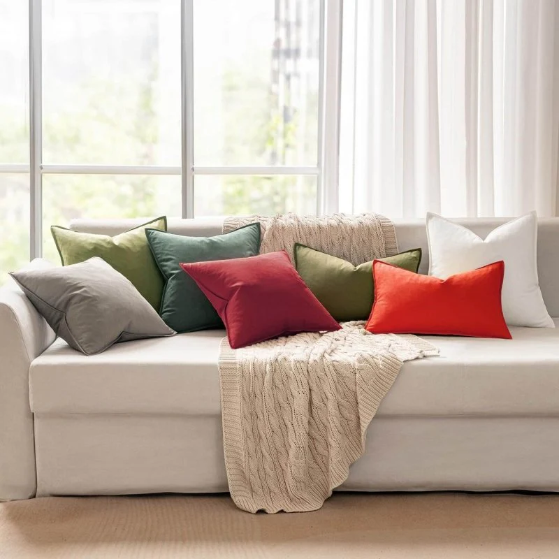 Decorative Linen Modern Farmhouse Home Couch Throw Pillow Covers (Pack of 2)
