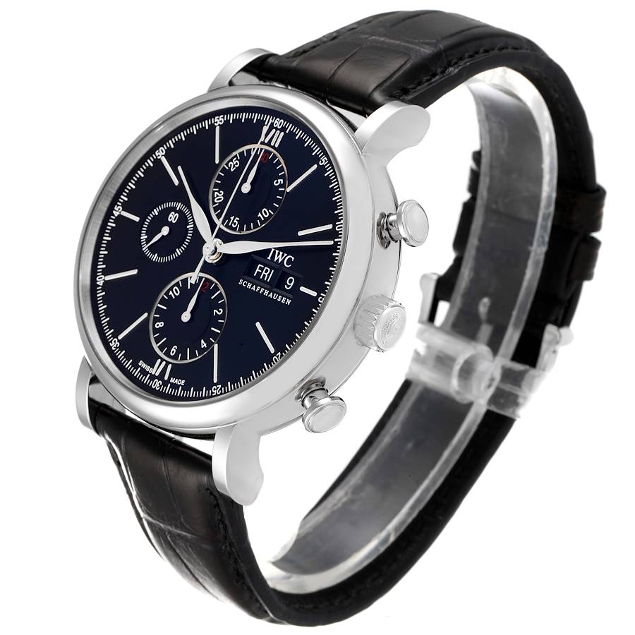 IWC Portofino Steel Black Dial Chronograph Mens Watch IW391008