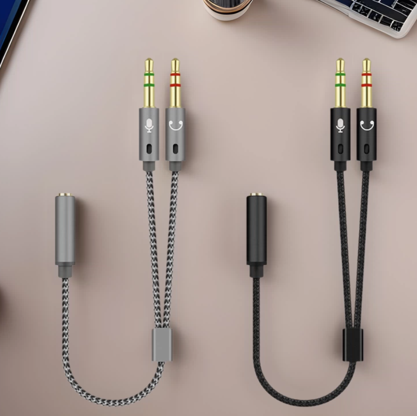 3.5mm Headphone Mic Audio Splitter Cable