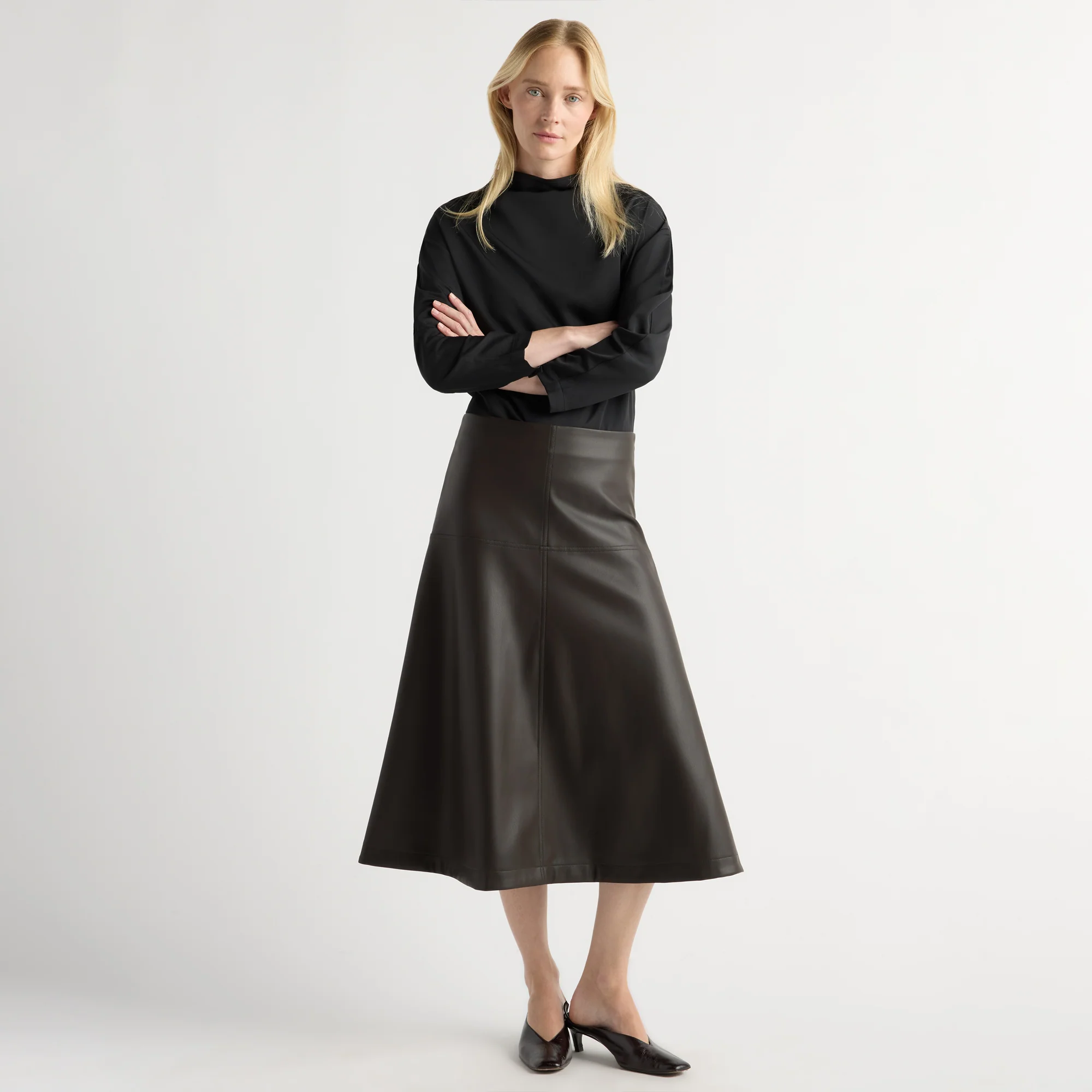 Harley A-Line Vegan Leather Skirt
