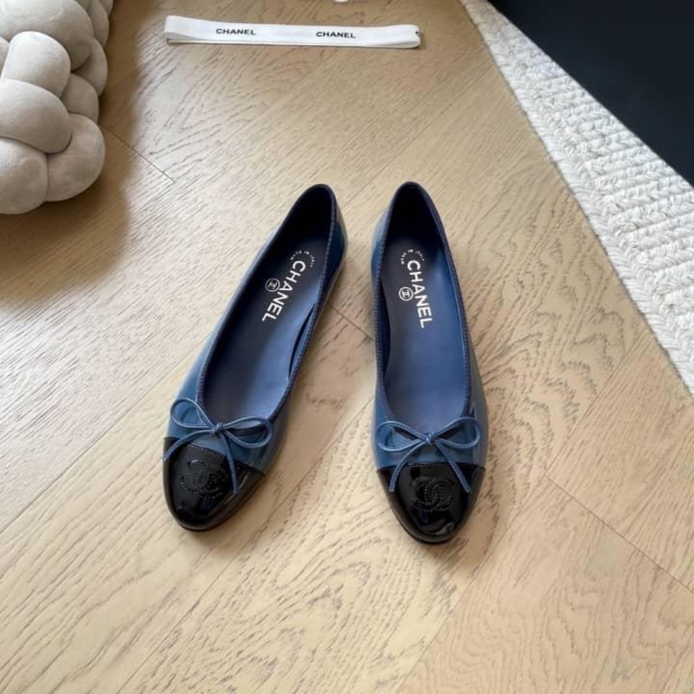 Chanel Ballet Flats Navy Blue G02819 B19028 Nacis
