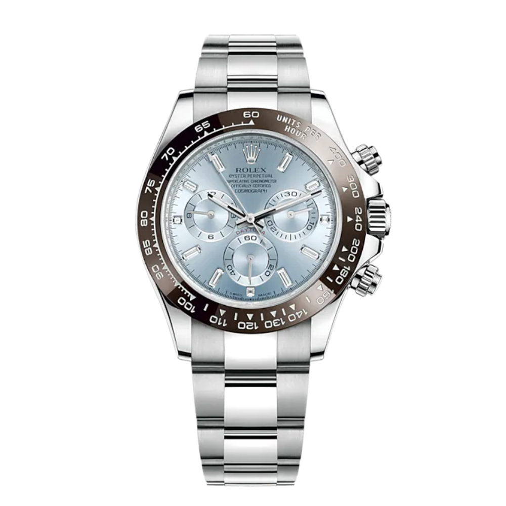 Rollie-The Crown Cosmograph Daytona 40mm Platinum Ice-Blue Dial m116506-0002 Unworn