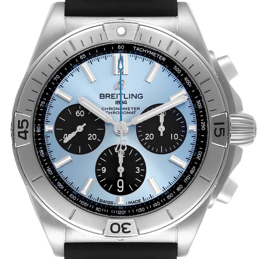 Breitling Chronomat B01 Ice Blue Dial Steel Mens Watch PB0134