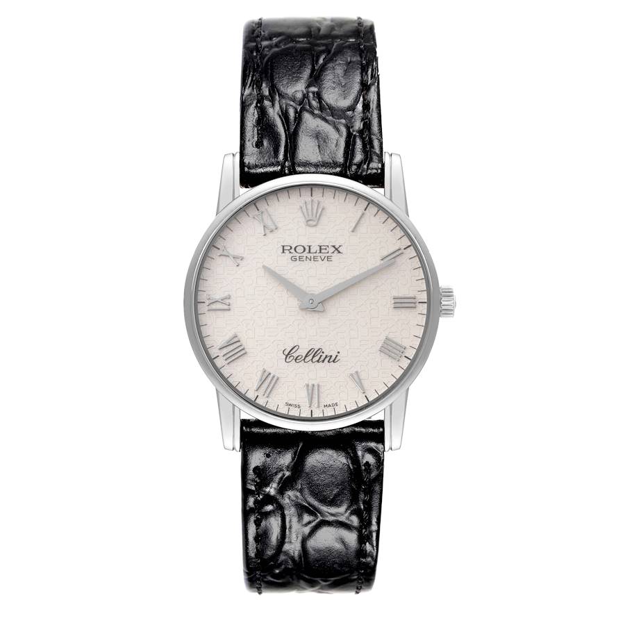 Rolex Cellini Classic White Gold Ivory Anniversary Dial Mens Watch 5116 Card