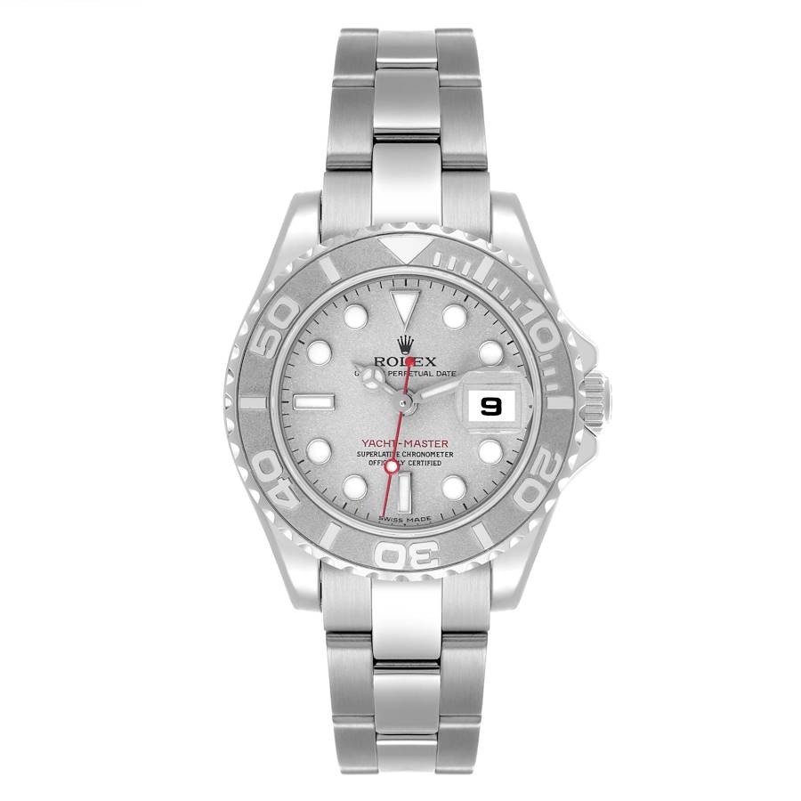 Rolex Yachtmaster 29 Steel Platinum Dial Bezel Ladies Watch 169622
