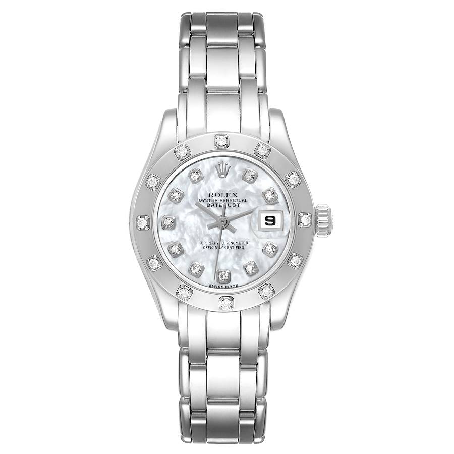 Rolex Masterpiece Pearlmaster White Gold Mother of Pearl Diamond Ladies Watch 80319