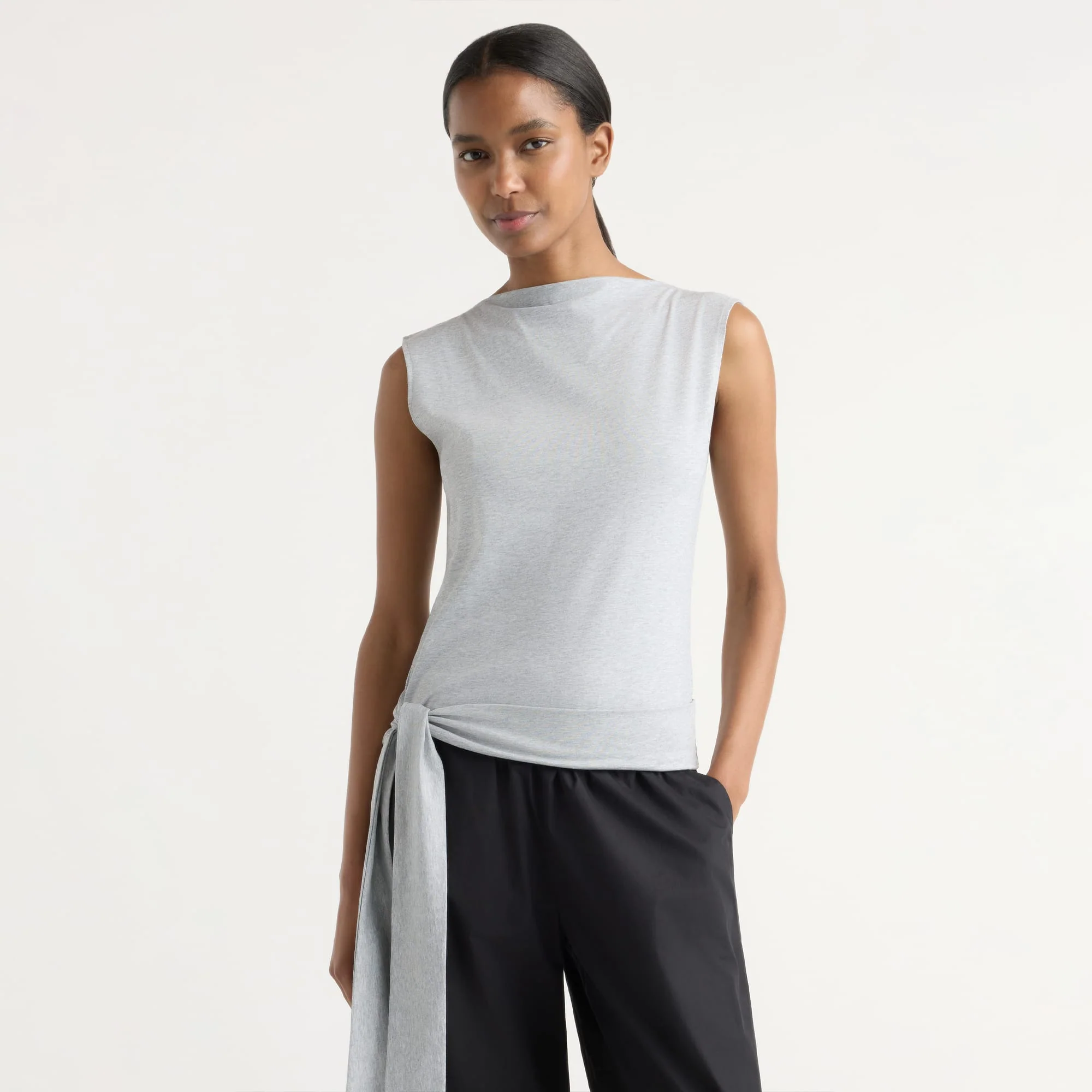 Sylvia Tie-Hem Slit-Neck Tank