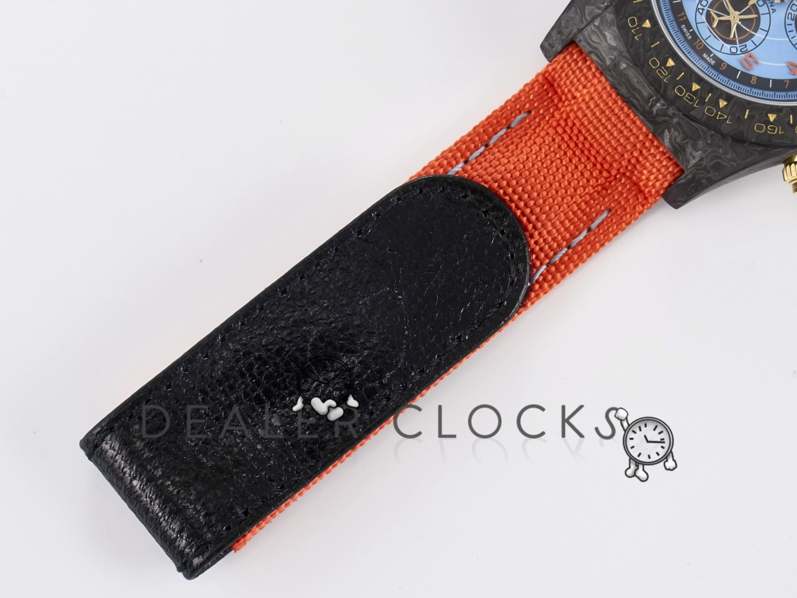 Daytona DIW &ldquo;AVIA AZURE BLUE&rdquo; Carbon DIWF 1:1 Best Edition Blue Dial on Orange Nylon Strap SH4130
