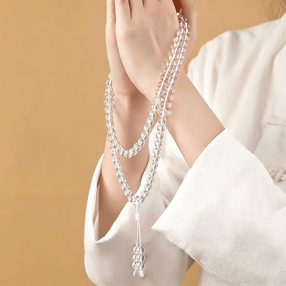 GemVibra Talismanic 108 Clear Quartz Mala Bracelet