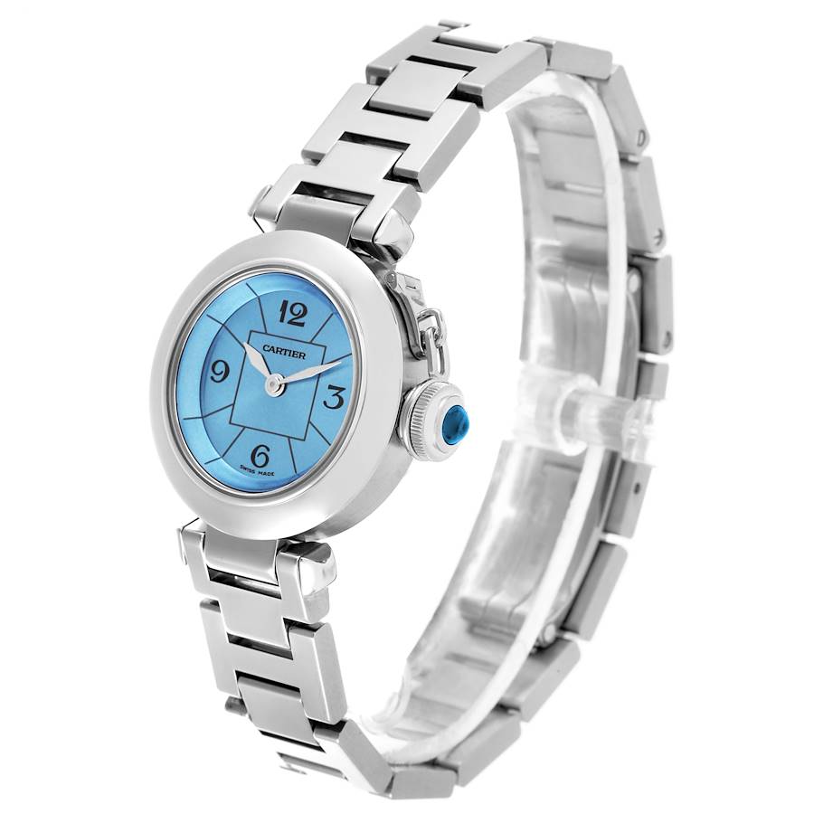 Cartier Miss Pasha 1st Anniversary Blue Dial Steel Ladies Watch W3140024