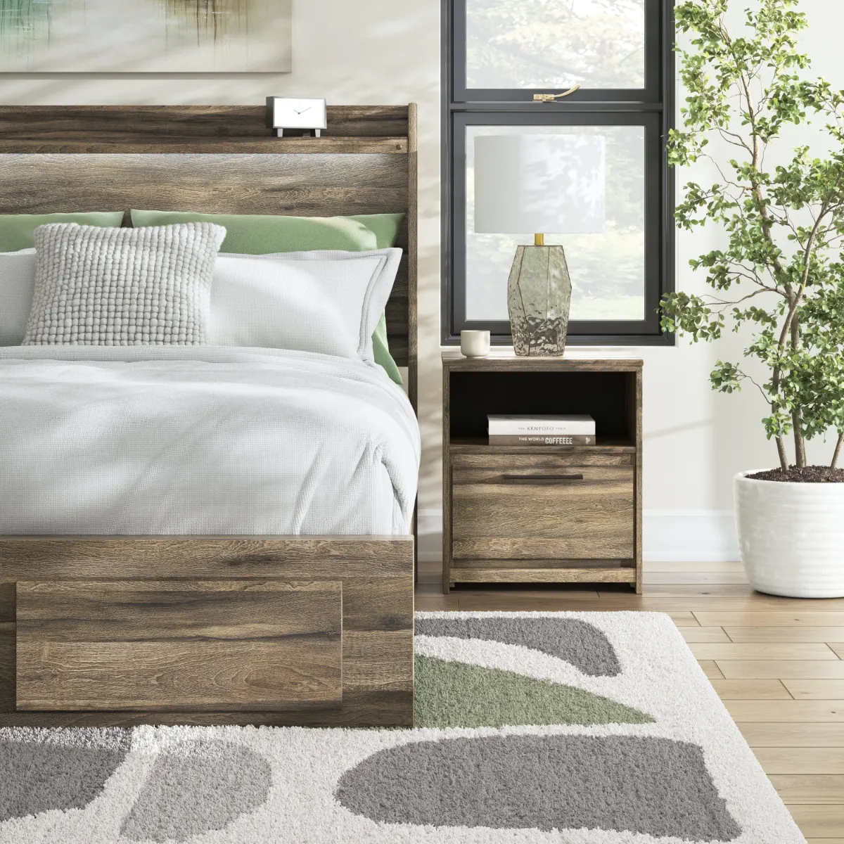 Modern Solid Wood One Drawer Nightstand