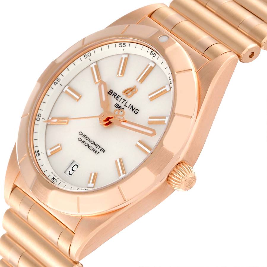 Breitling Chronomat 32 White Dial Rose Gold Ladies Watch R77310