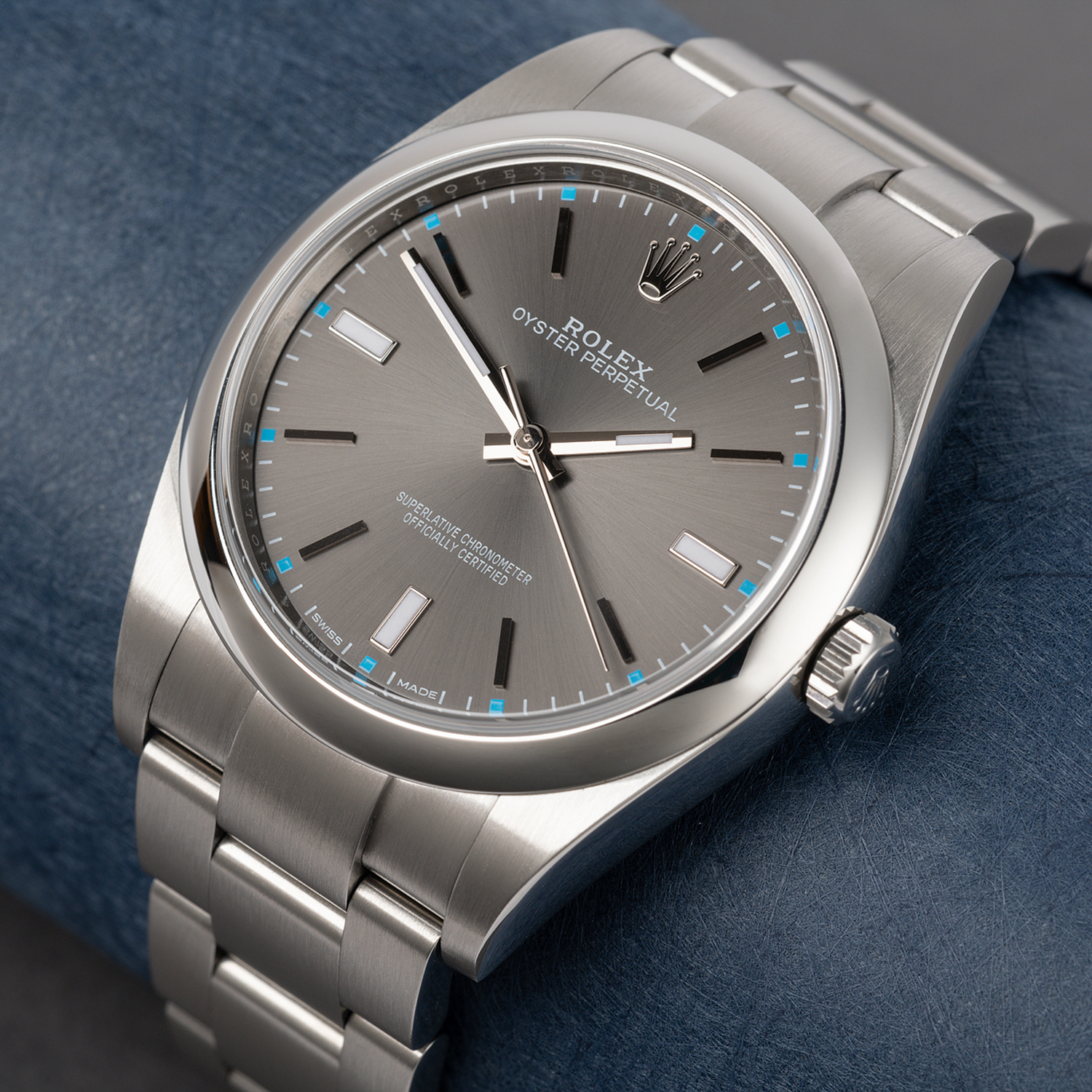 Rolex Oyster Perpetual 39mm Dark Rhodium Dial Watch 114300-0001