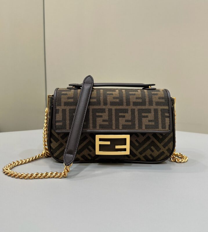 Replica Fendi Baguette Sliding Chain Ff Brown