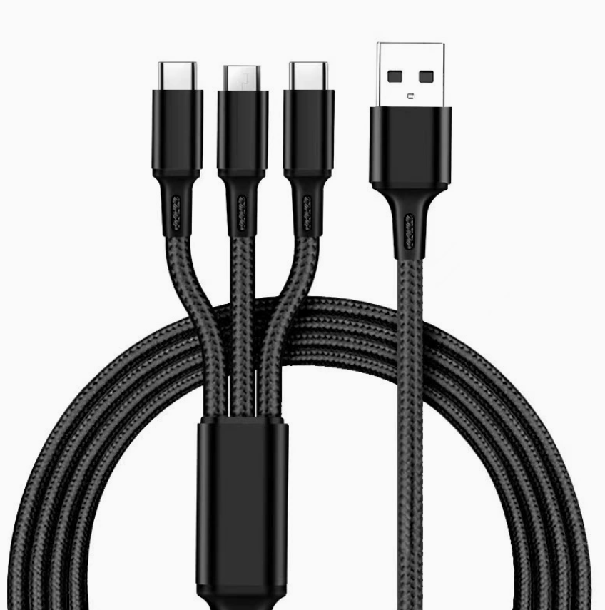 3-in-1 Braided Multi-USB Charging Cable