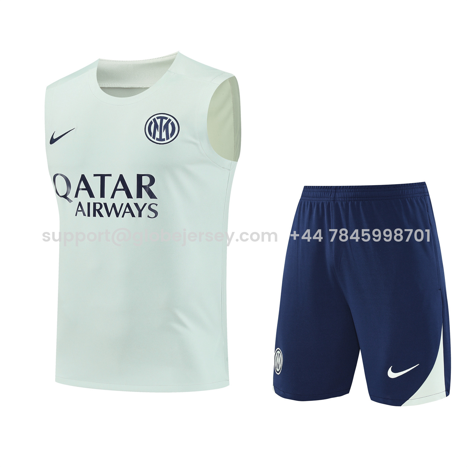 Inter Milan 25-26 Vest Training Set - White Vest & Blue Shorts