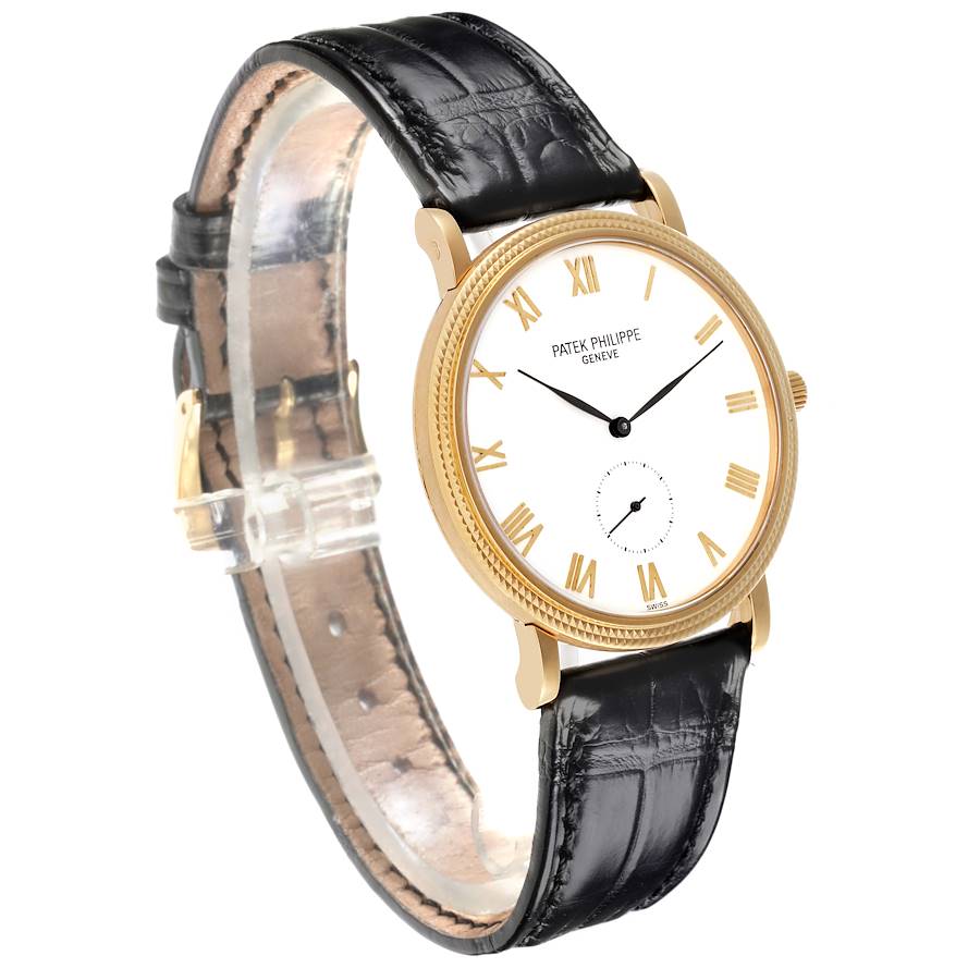 Patek Philippe Calatrava Yellow Gold White Roman Dial Mens Watch 3919J