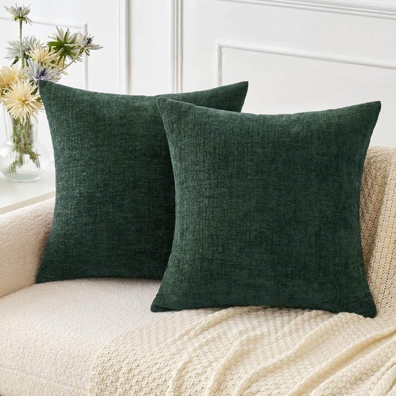 Soft Chenille Solid Dyed Pillow Covers (Pack of 2)