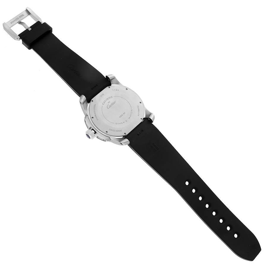 Cartier Calibre Diver Black Dial Rubber Strap Steel Mens Watch W7100056